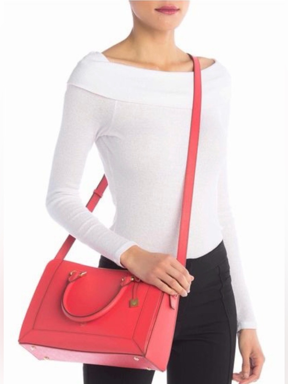 MCM Red Saffiano Leather Nuovo Satchel Crossbody Bag